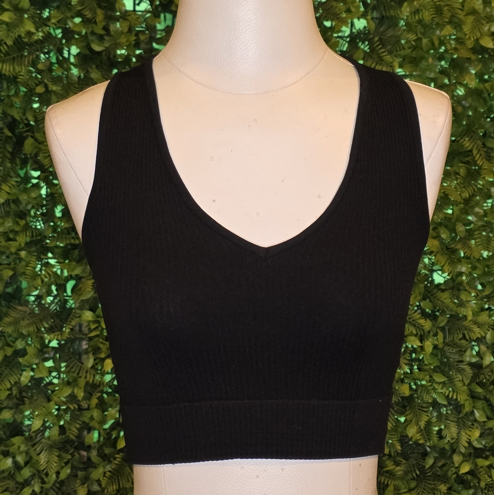 Mod Ref, Black Ribbed Tank Top